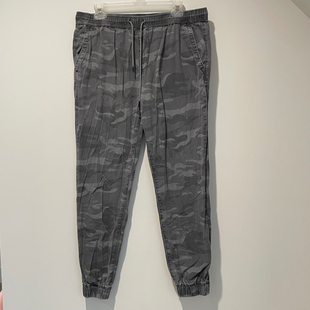 AERO Gray Camo Jogger Pants Drawstring Waistband Casual‎ Streetwear Size L